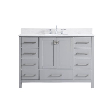 Elegant Decor 48 Inch Single Bathroom Vanity In Gray With Backsplash VF18848GR-BS